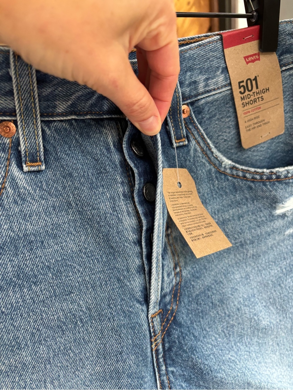 Levi's Light Blue Distressed 501 Mid-Thigh Denim Shorts - Picture 5 of 10